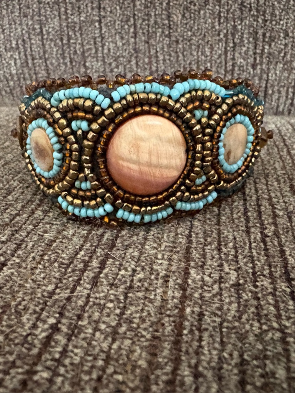 Handcrafted Turquoise & Gold Beaded Bracelet with Shell Accents
